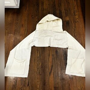 Alternative Earth pocket Hooded Wrap in Off White or cream color - o/s